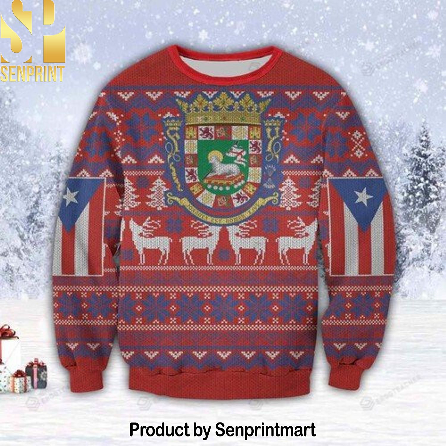 Puerto Rico Ugly Christmas Holiday Sweater