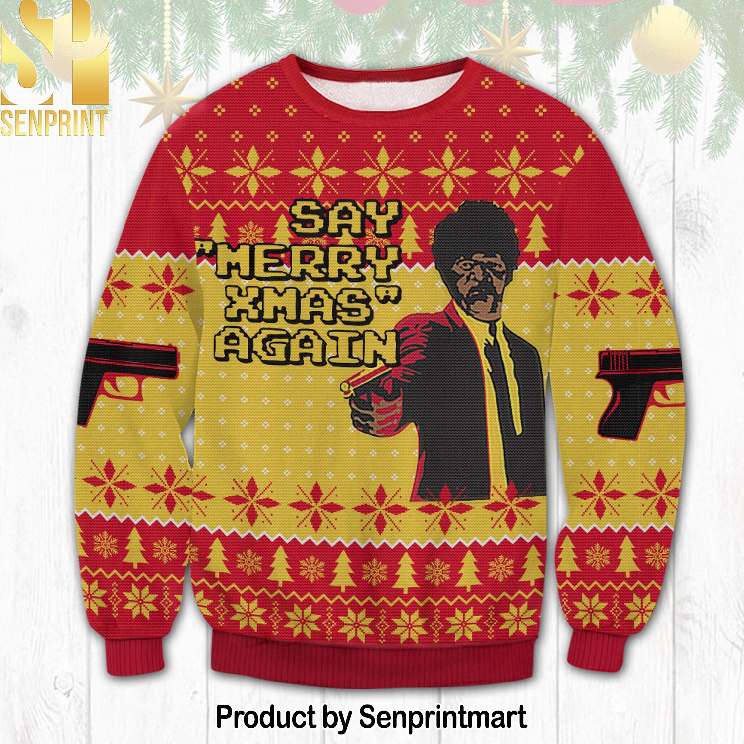 Pulp Fiction Ugly Christmas Wool Knitted Sweater