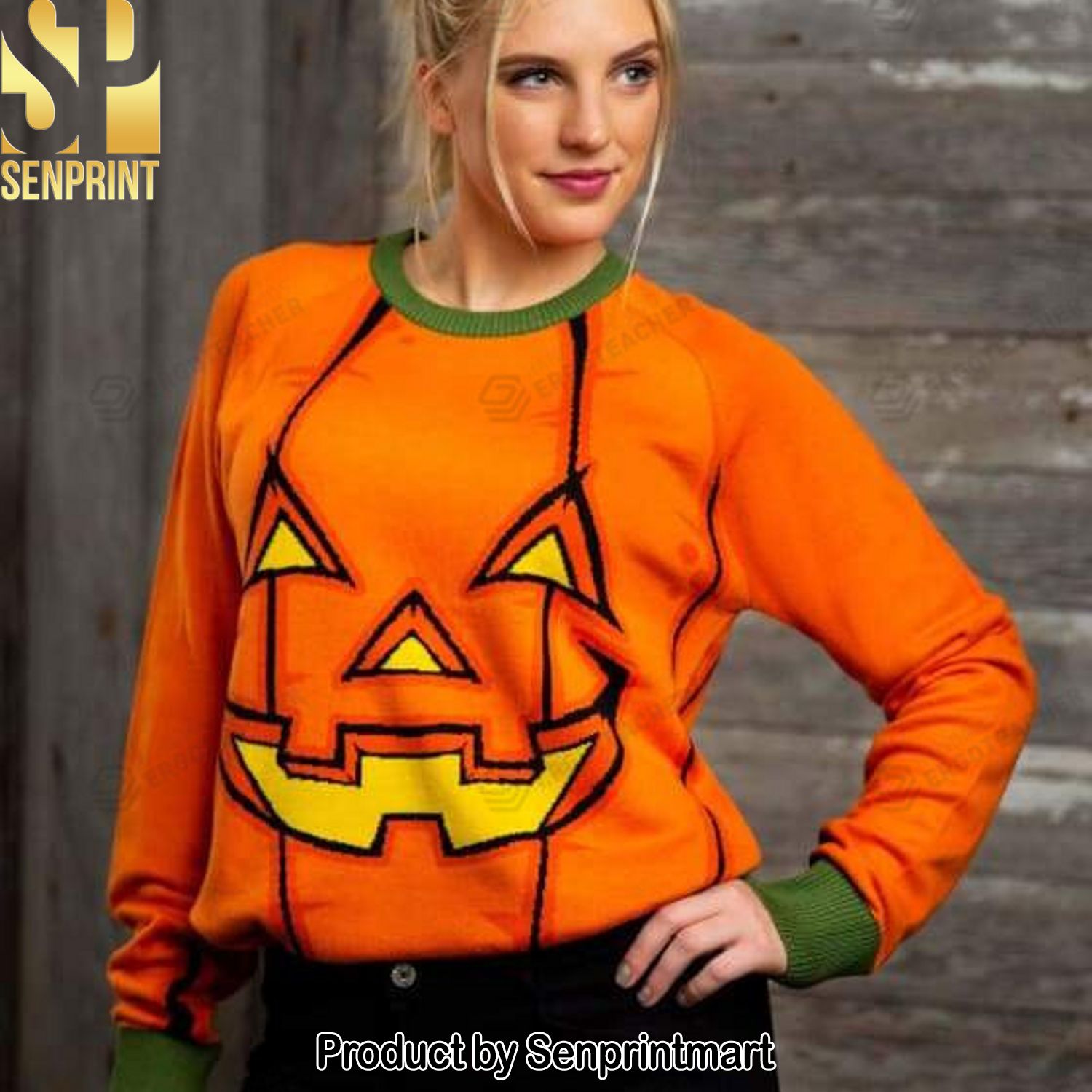 Pumpkin Halloween For Christmas Gifts Ugly Xmas Wool Knitted Sweater