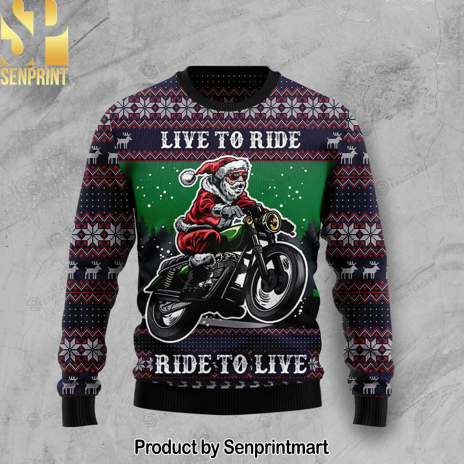 Riding Motor 3D Printed Ugly Christmas Sweater