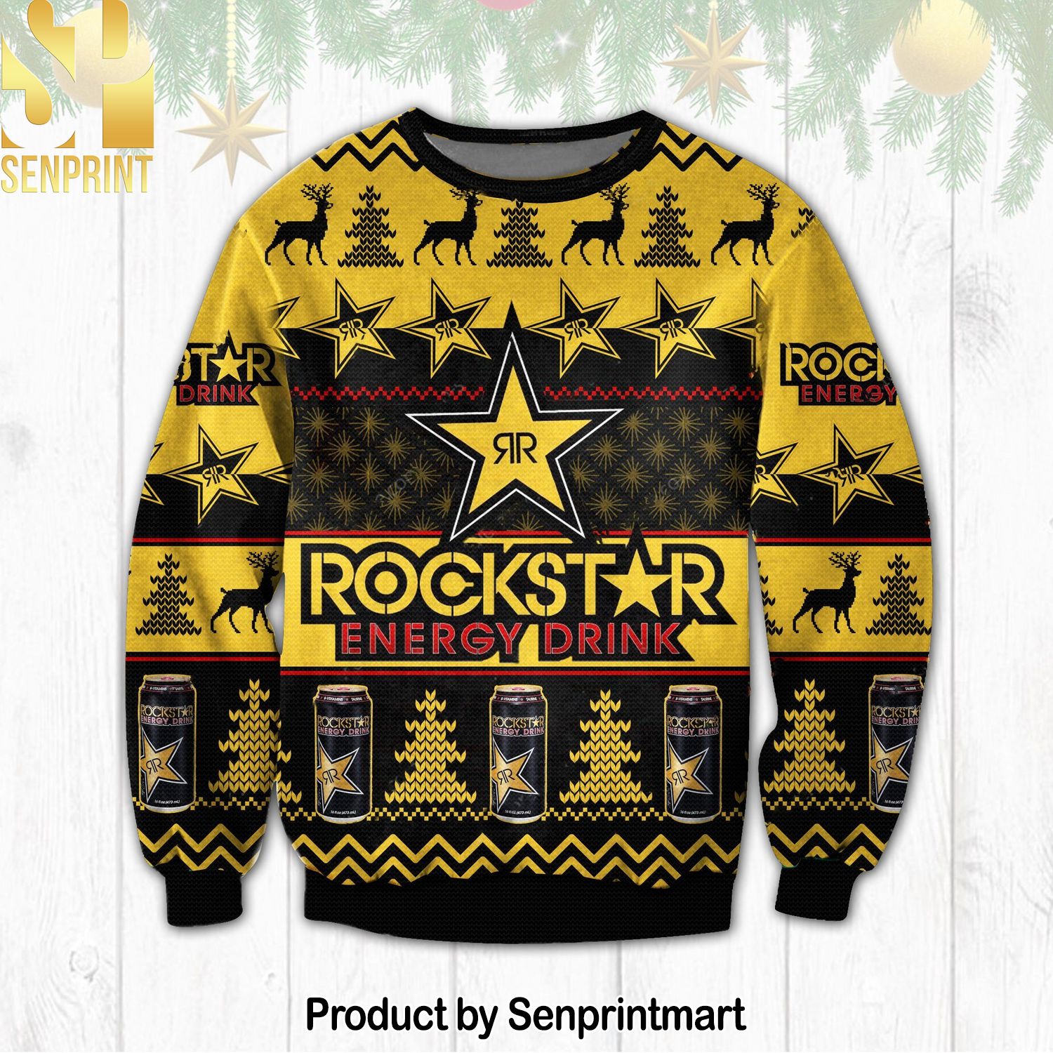 Rockstar For Christmas Gifts Ugly Xmas Wool Knitted Sweater