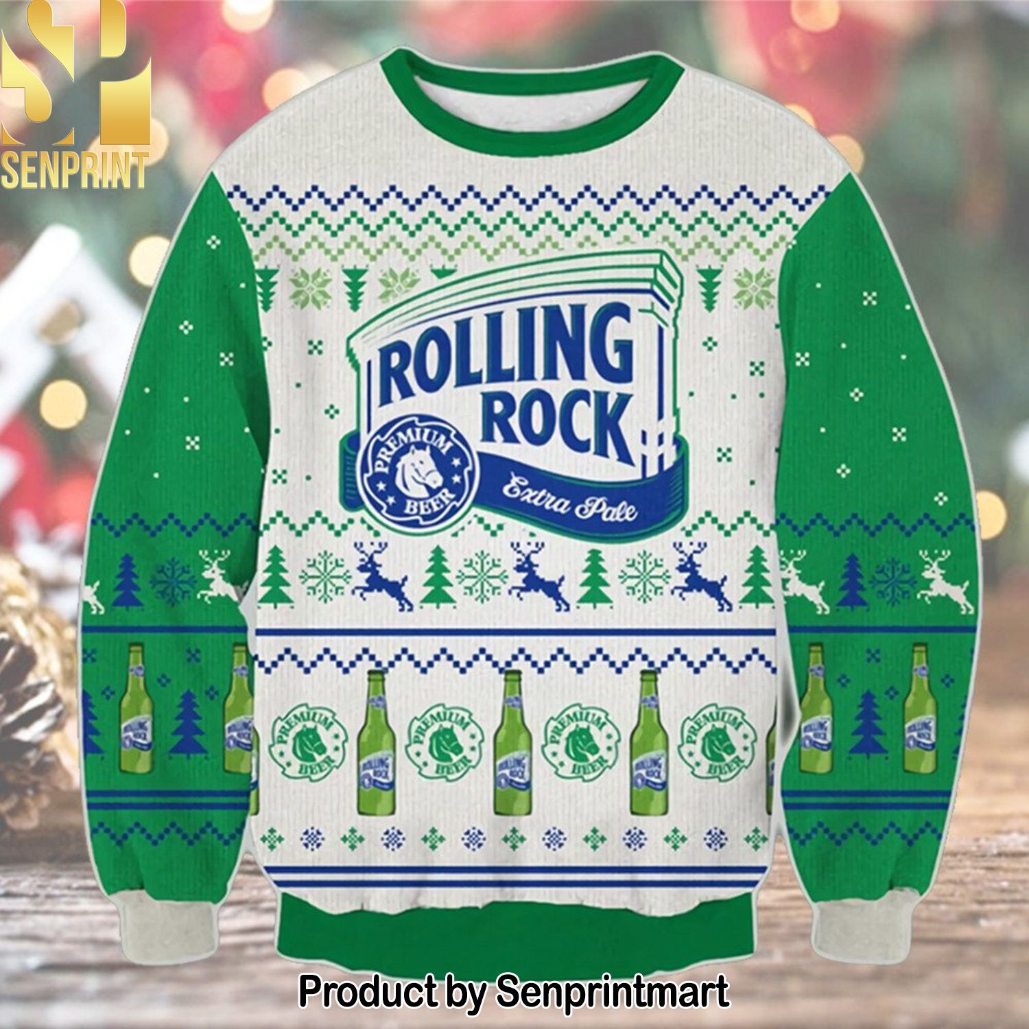 Rolling Rock Extra Pale Ugly Christmas Holiday Sweater