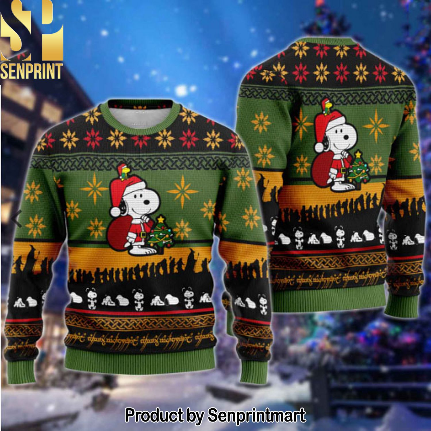 Santa Snoopy Knitting Pattern 3D Print Ugly Sweater