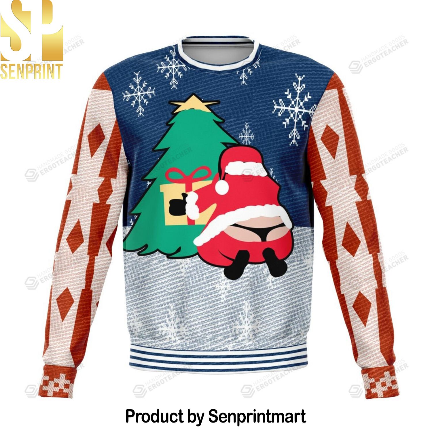 Santa Thong Ugly Christmas Wool Knitted Sweater