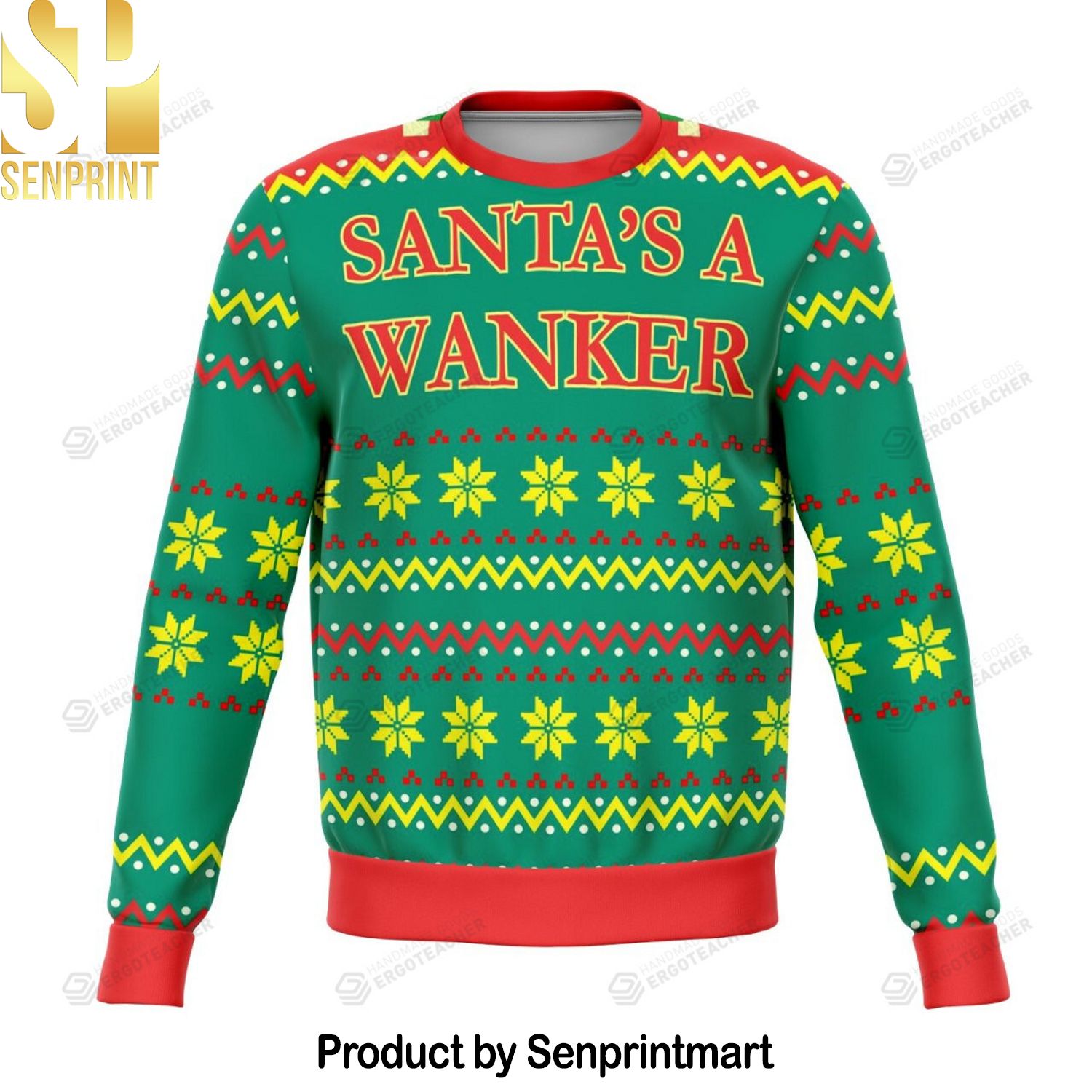Santa’s Wanker Offensive Knitting Pattern 3D Print Ugly Sweater
