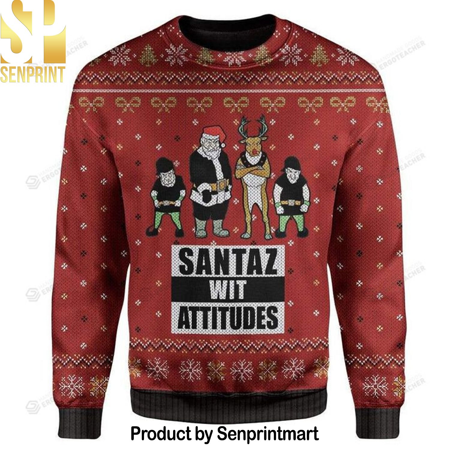 Santaz Wit Attitudes For Christmas Gifts 3D Printed Ugly Christmas Sweater