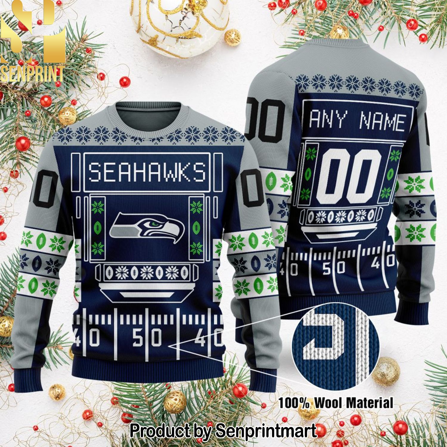 Seattle Seahawks NFL Christmas Ugly Wool Knitted Sweater