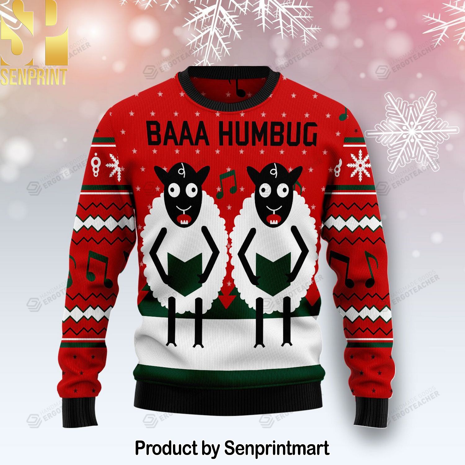 Sheep Lalala Knitting Pattern Ugly Christmas Holiday Sweater