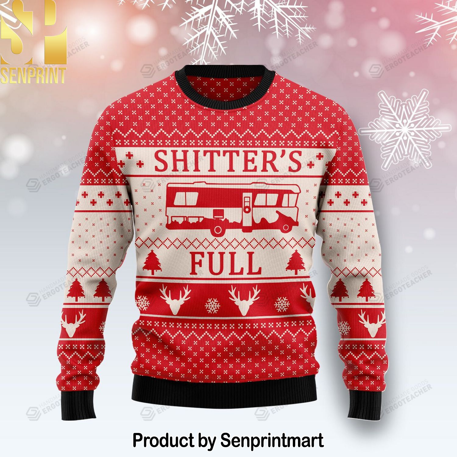 Shitter‘s Full For Christmas Gifts Ugly Christmas Holiday Sweater