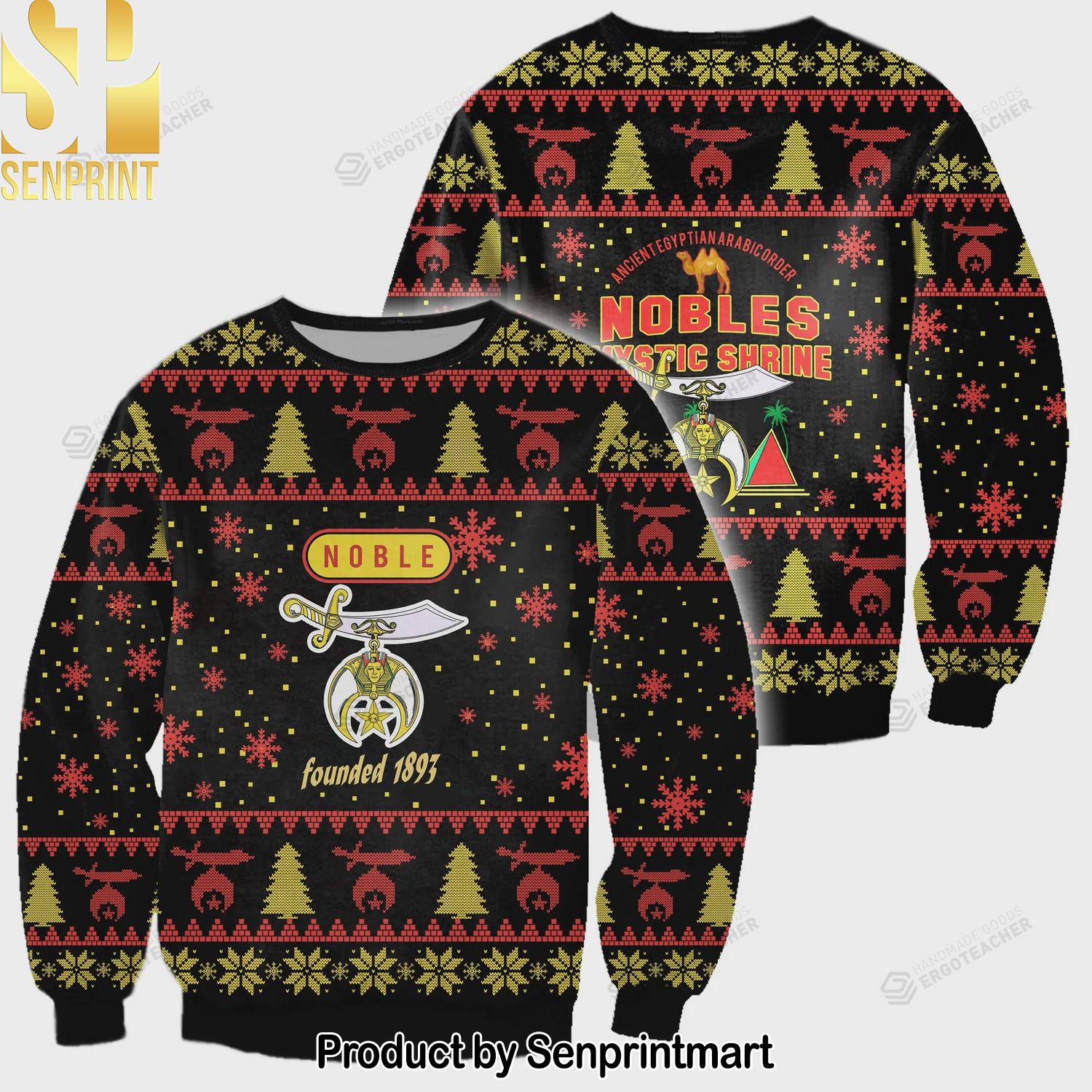 SHRINERS Christmas Ugly Wool Knitted Sweater
