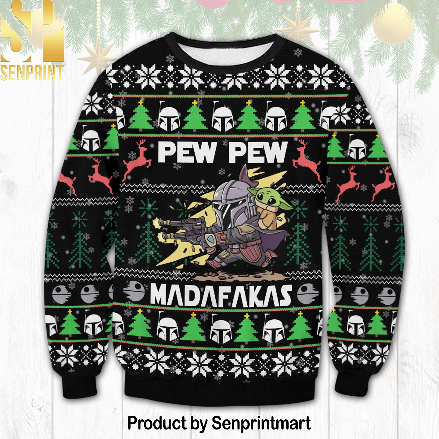 Star War Pew Pew Ugly Christmas Wool Knitted Sweater