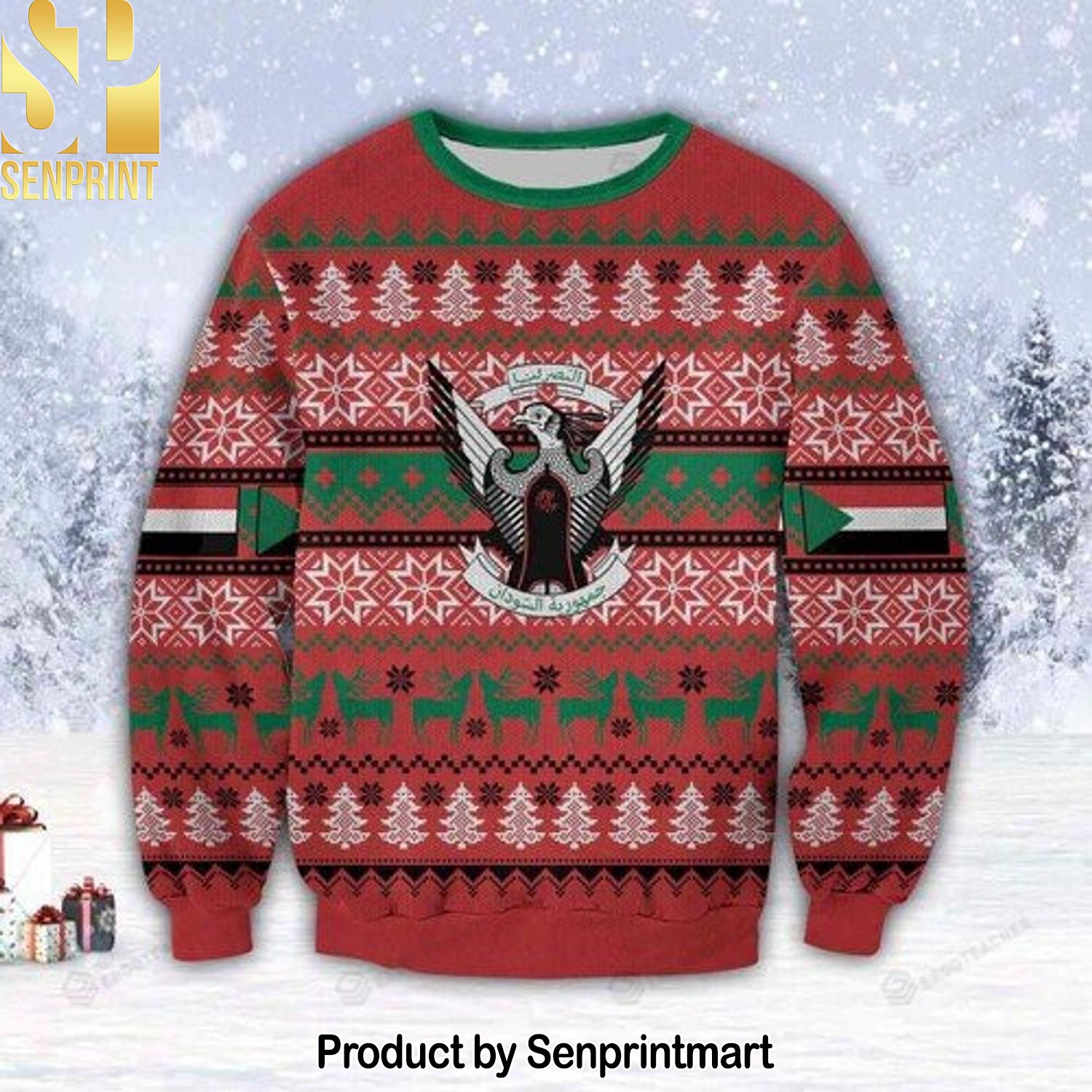 Sudan Country For Christmas Gifts Ugly Christmas Wool Knitted Sweater