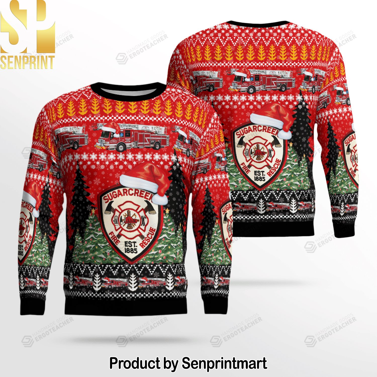 Sugarcreek Ohio Sugarcreek Fire and Rescue For Christmas Gifts Ugly Christmas Holiday Sweater