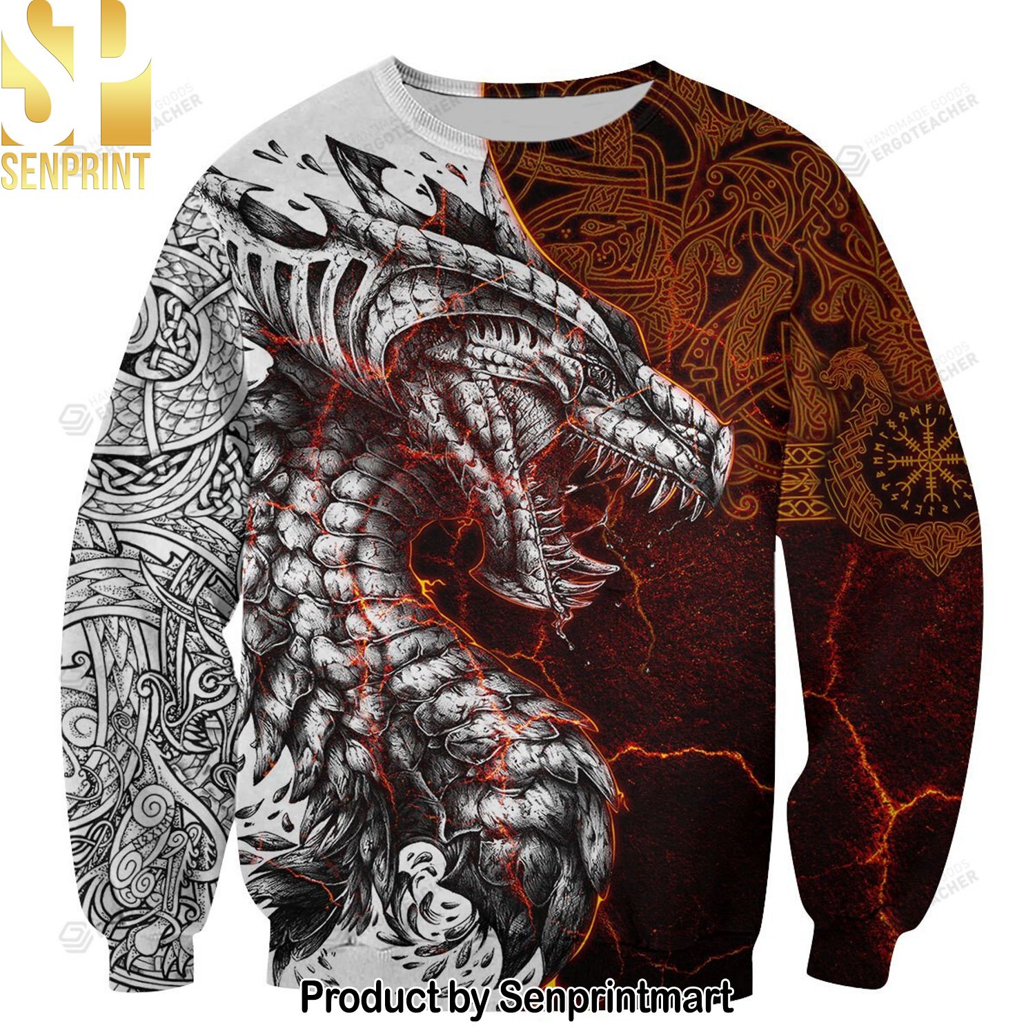 Tattoo Dragon Ugly Christmas Wool Knitted Sweater