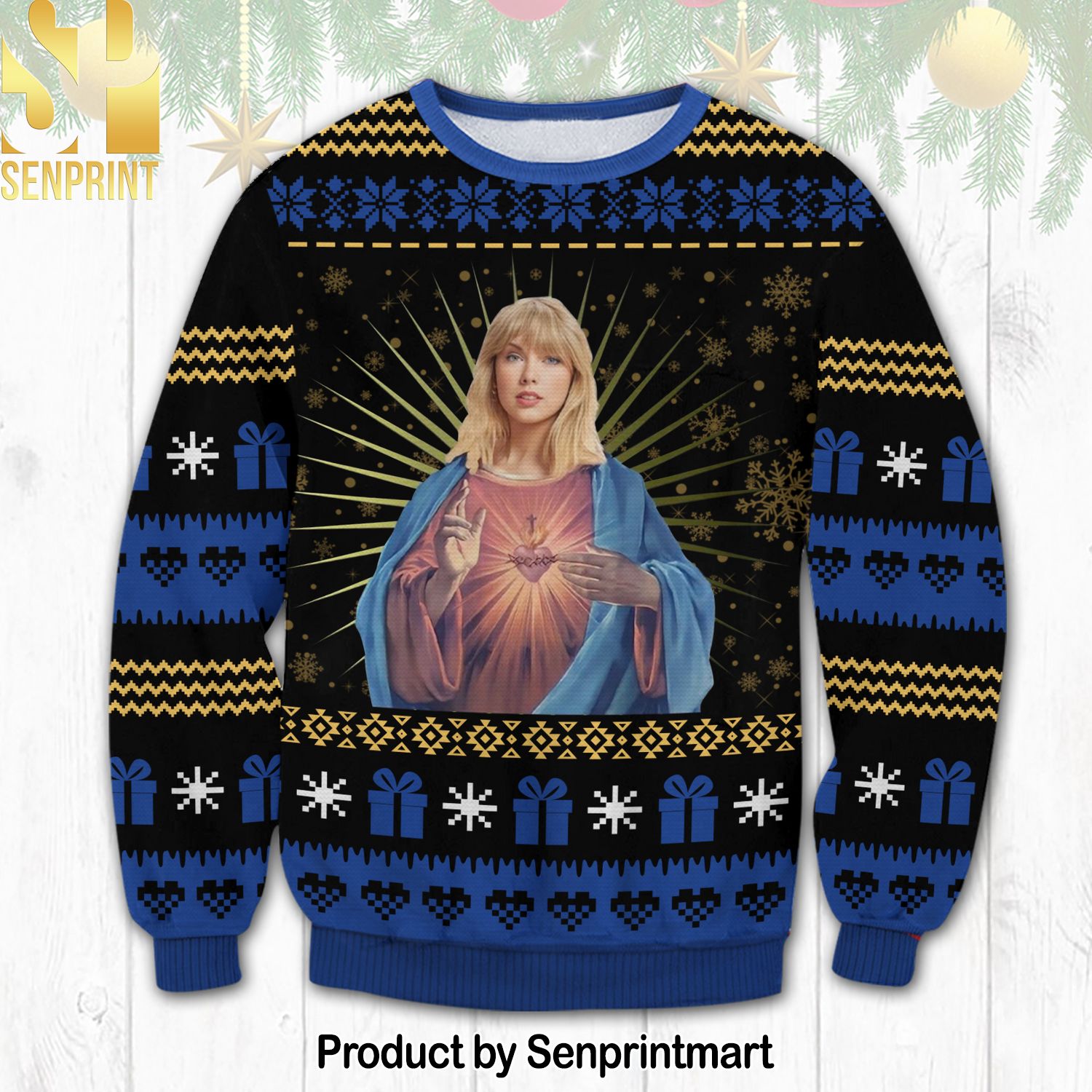 Taylor Jesus Eras 3D Printed Ugly Christmas Sweater