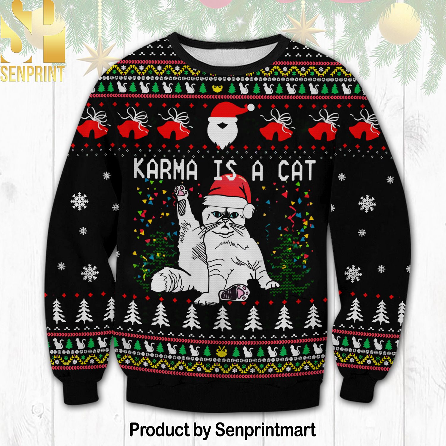 Taylor Swift Karma is a Cat For Christmas Gifts 3D Printed Ugly Christmas Sweater