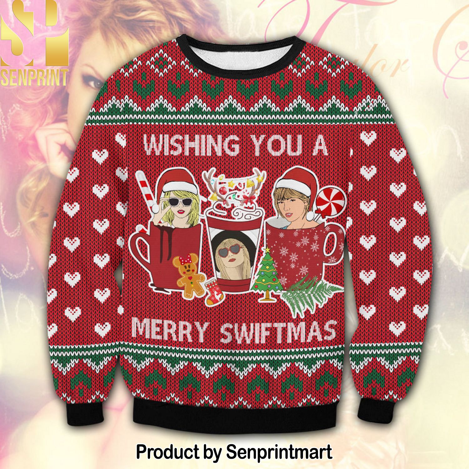 Taylor Swift Wishing You AMerry Swiftmas For Christmas Gifts Ugly Xmas Wool Knitted Sweater