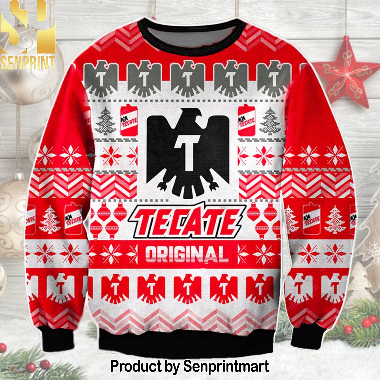 Tecate Original Beer 3D Printed Ugly Christmas Sweater