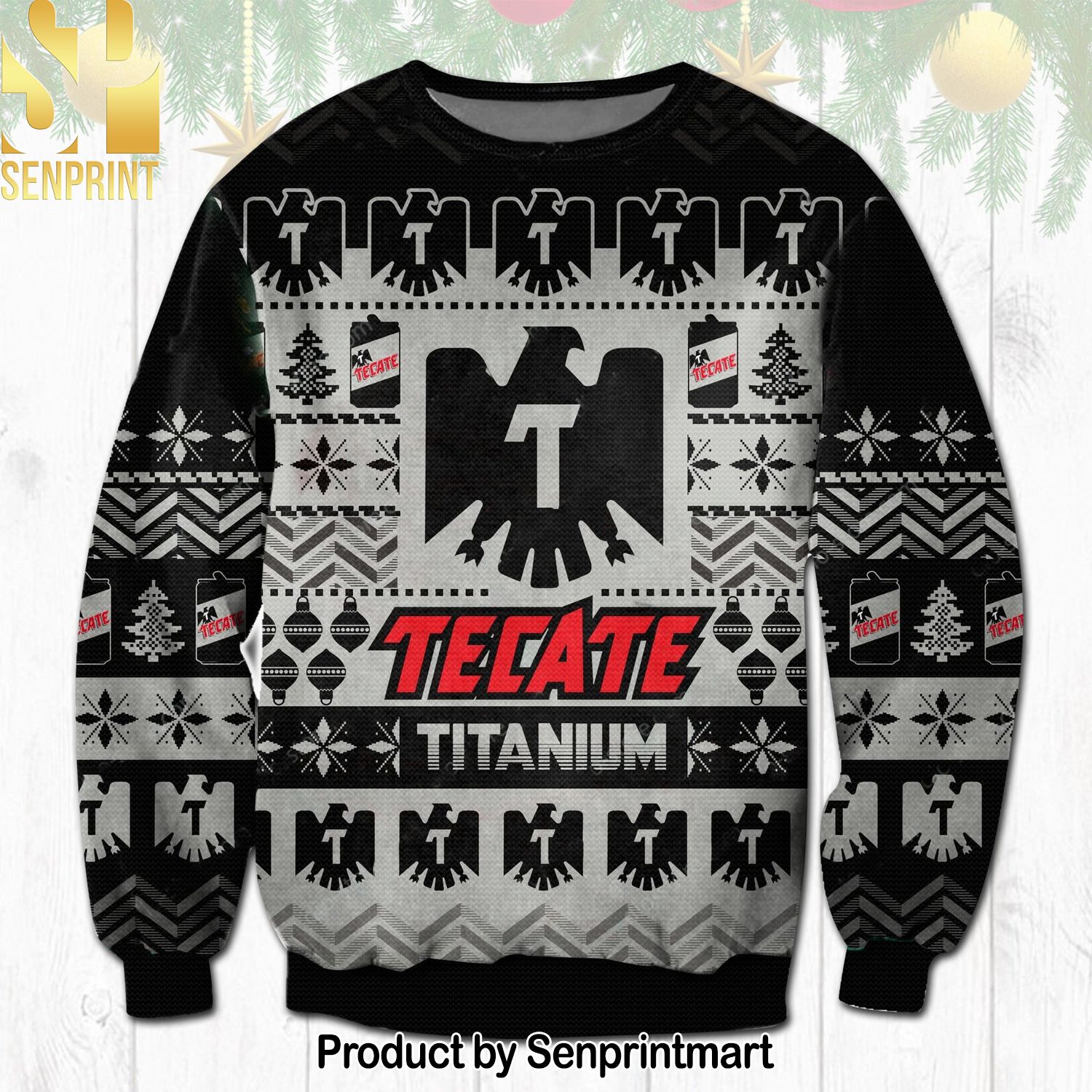 Tecate Titanium Beer Christmas Ugly Wool Knitted Sweater