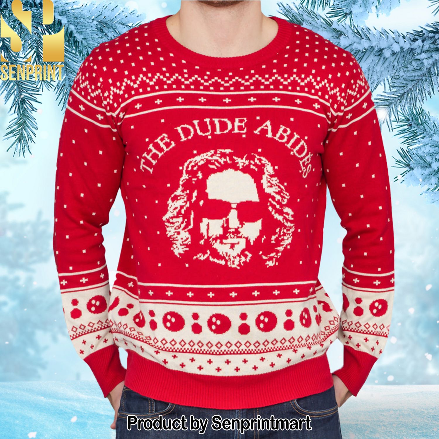 The Big Lebowski The Dude Abides For Christmas Gifts Ugly Christmas Sweater