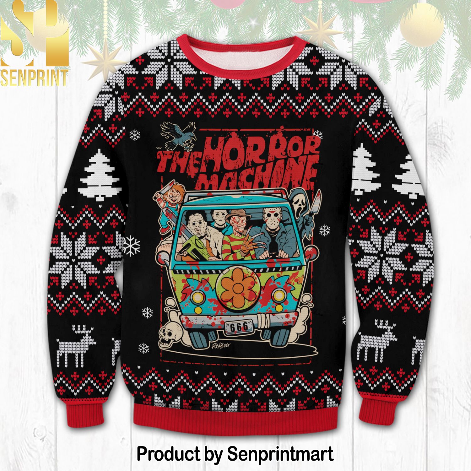 The Horror Machine Ugly Christmas Holiday Sweater