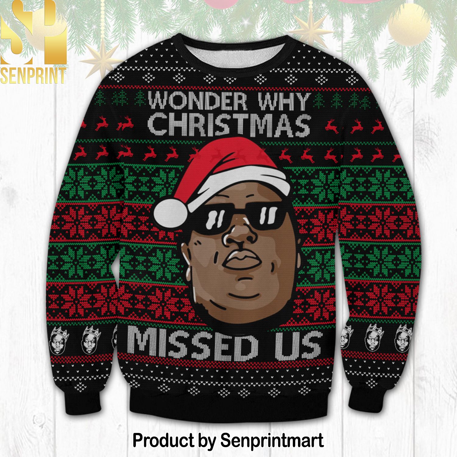 The Notorious B.I.G. For Christmas Gifts Ugly Xmas Wool Knitted Sweater