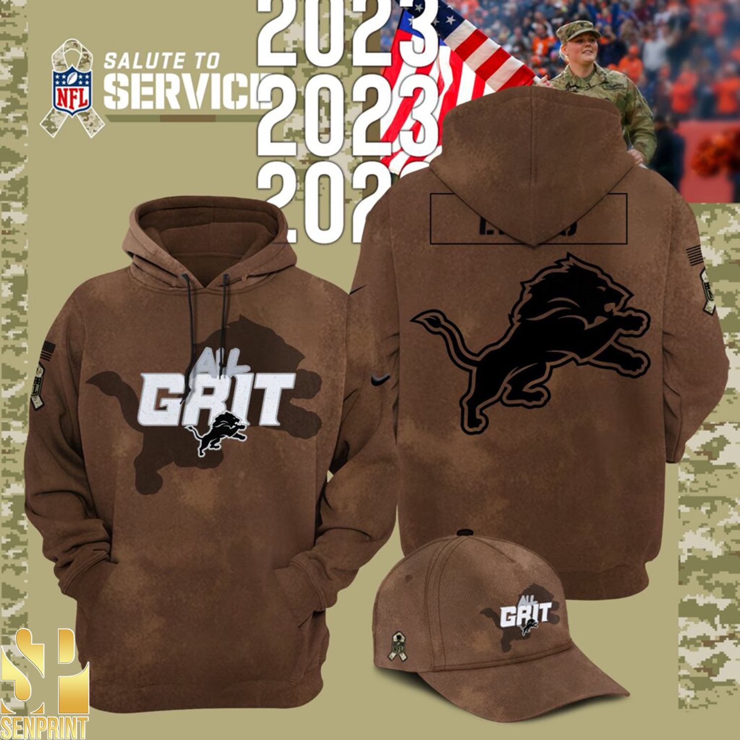 Veterans Day 2023 Salute to Service Detroit Lions Hoodie
