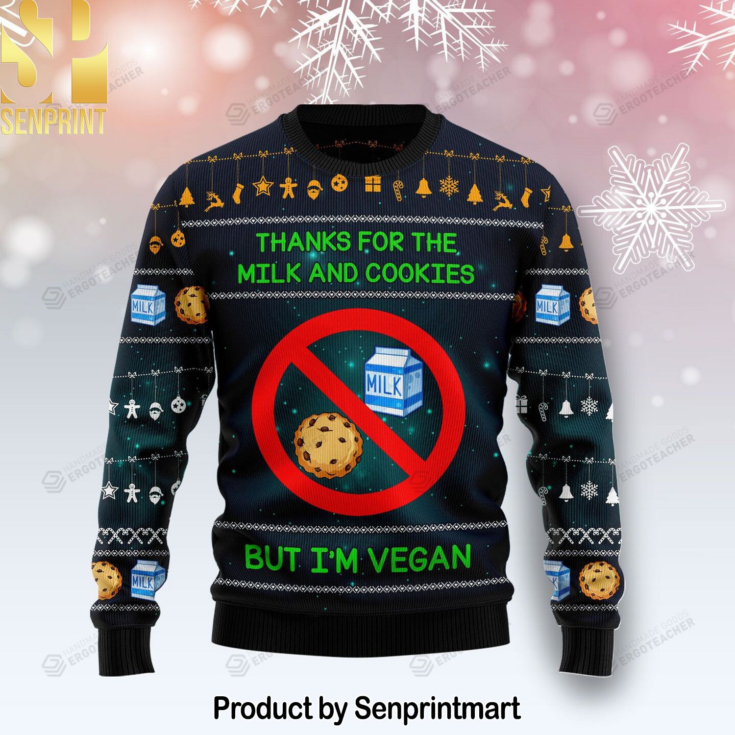 Vegan Thanks For Christmas Gifts Ugly Christmas Sweater