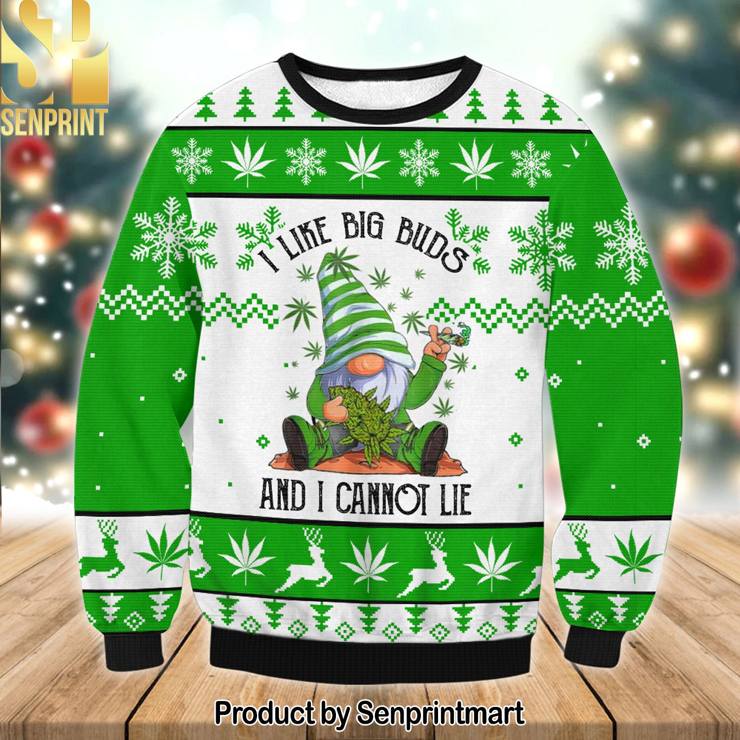 Weed Gnome 3D Printed Ugly Christmas Sweater