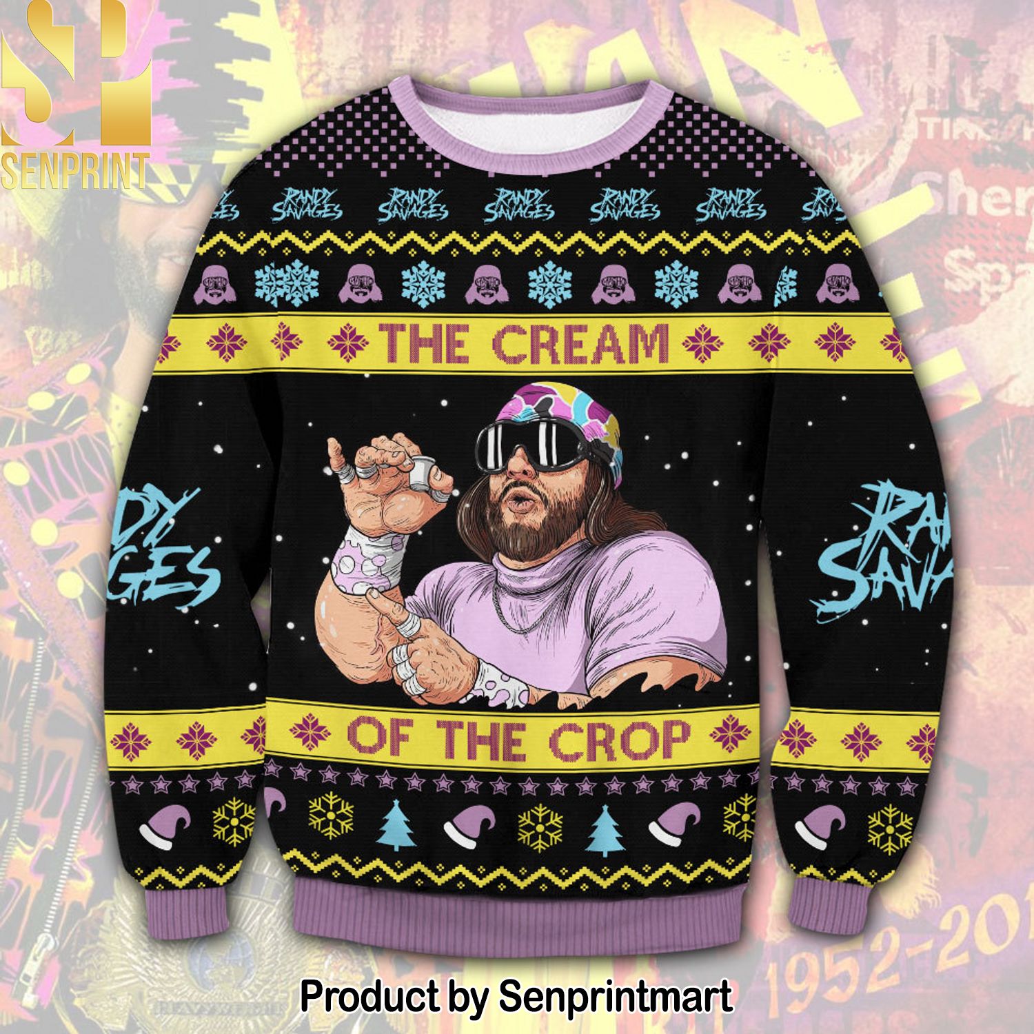 WWE Macho Man Randy Savage Ugly Xmas Wool Knitted Sweater