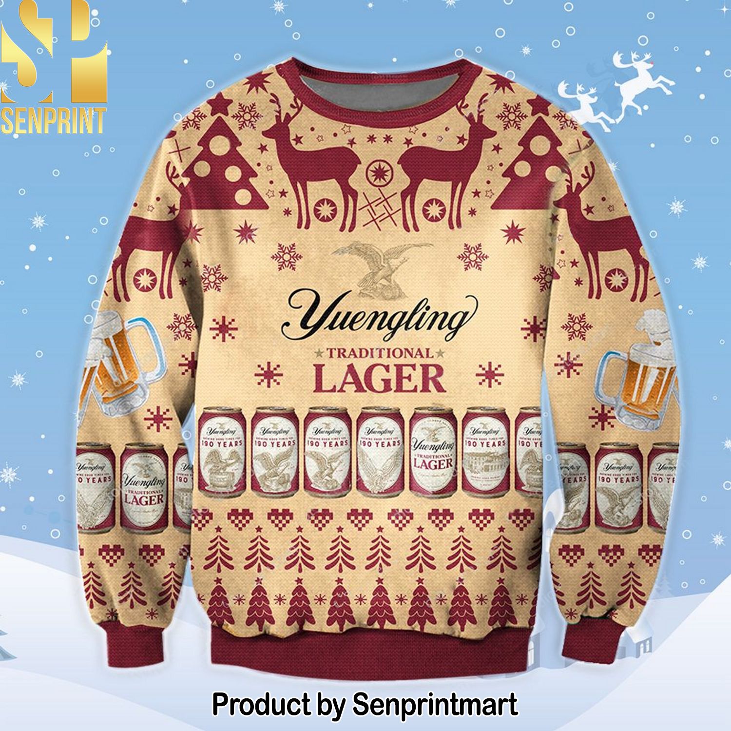 Yuengling Lager Ugly Christmas Holiday Sweater