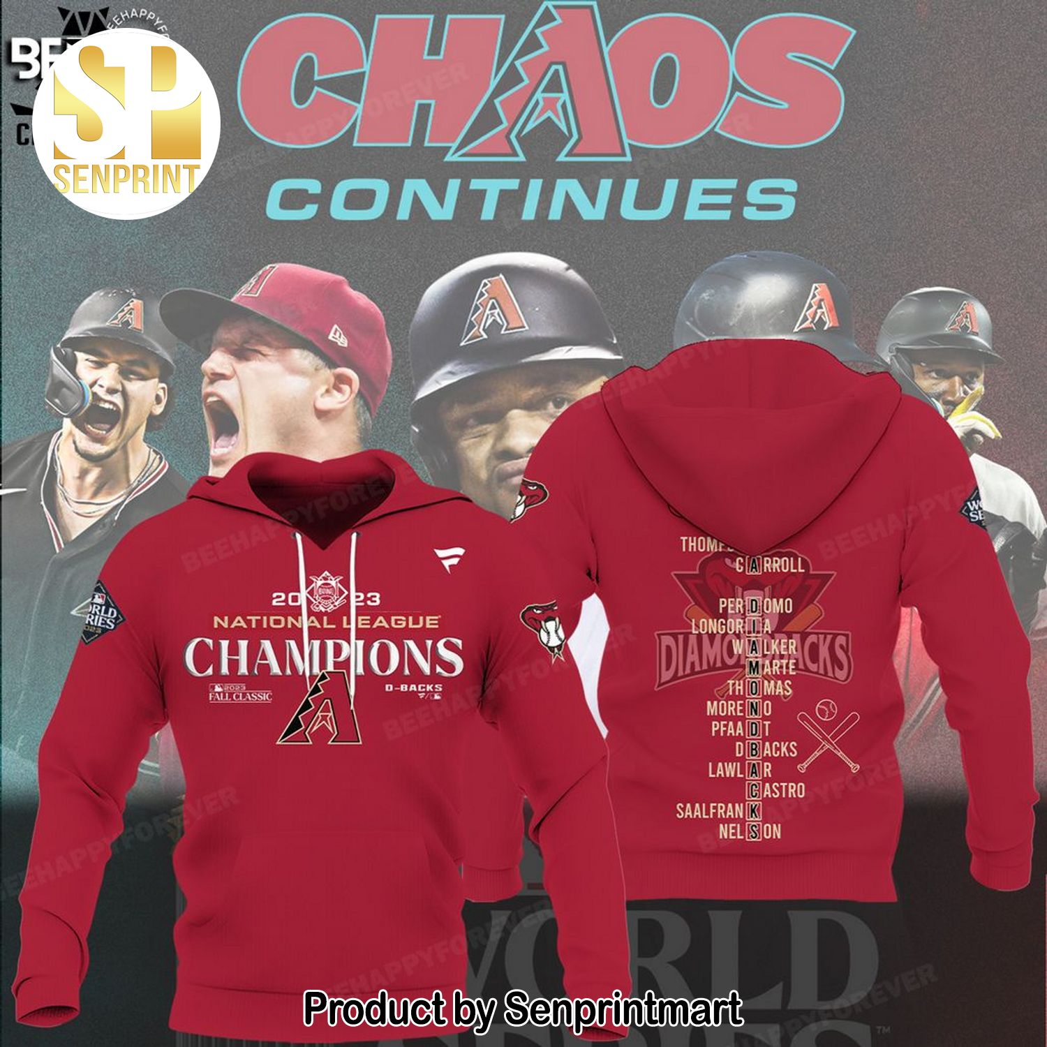 2023 National League Champions Arizona Diamondbacks Red Logo Design Full Print Shirt