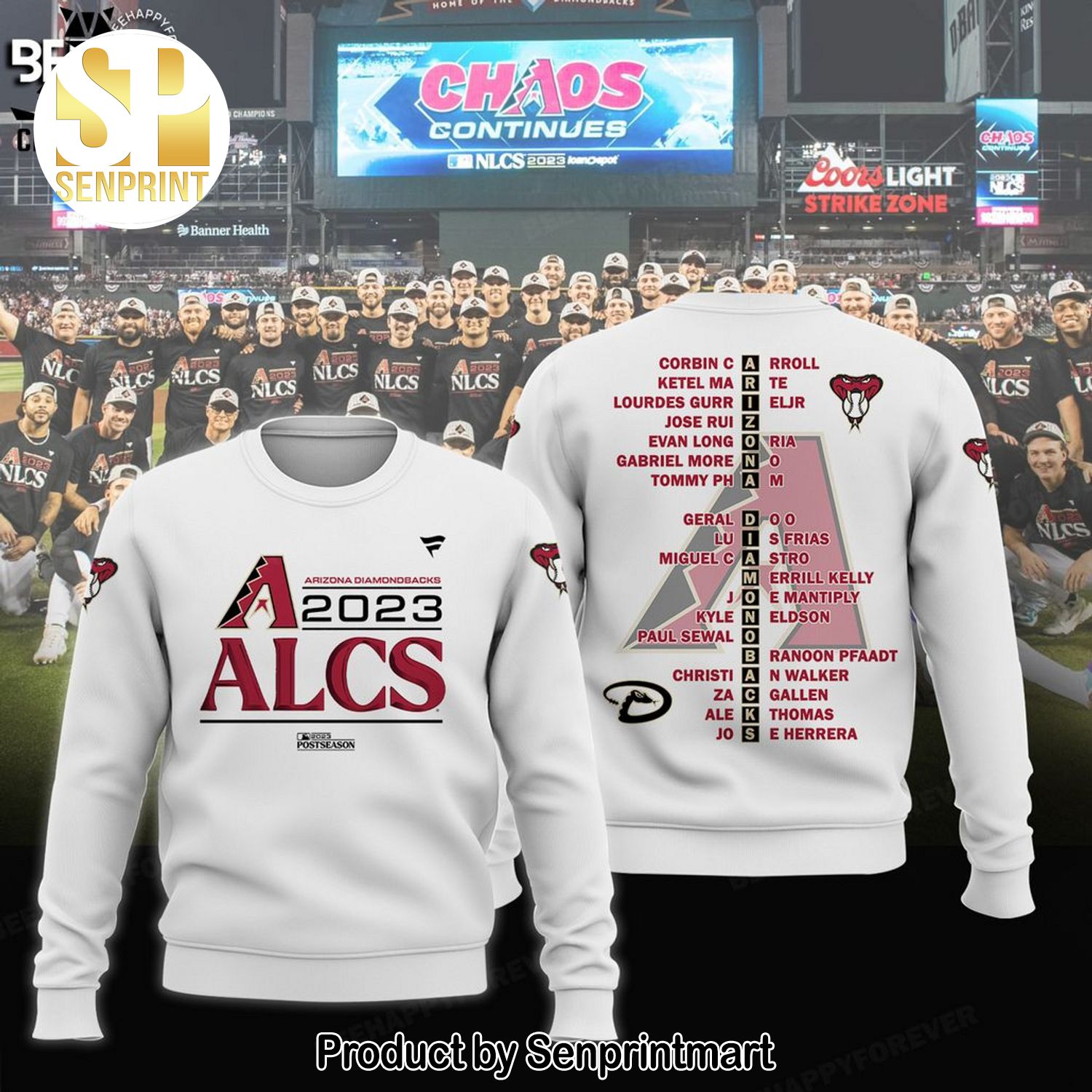 Arizona Diamondbacks 2023 ALCS Postseason Player List Design 3D Shirt