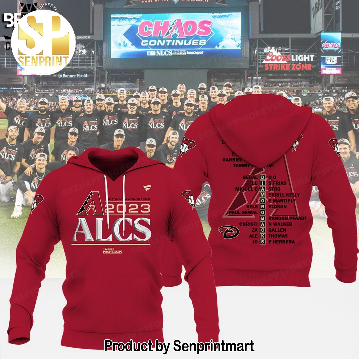 Arizona Diamondbacks 2023 ALCS Postseason Player List Red Design Full Printed Shirt