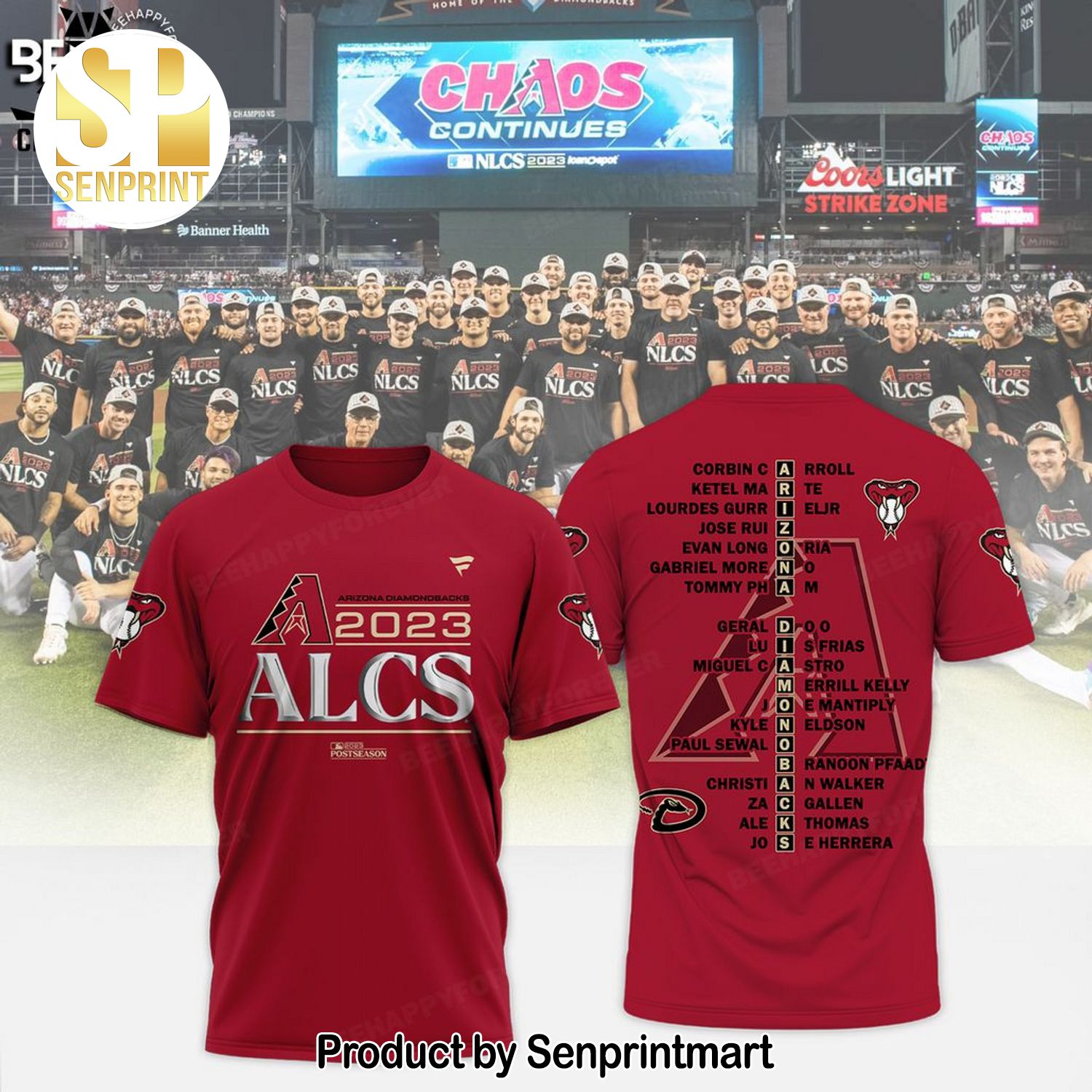 Arizona Diamondbacks 2023 ALCS Postseason Player List Red Full Printed 3D Shirt