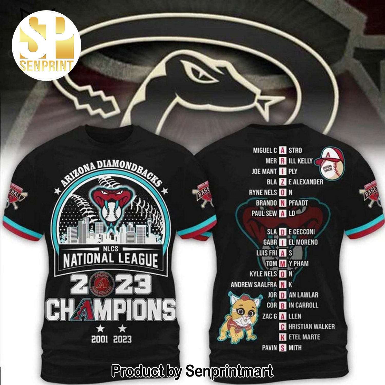 Arizona Diamondbacks NLCS National League 2023 Champions Logo 2001-2003 Full Printed 3D Shirt