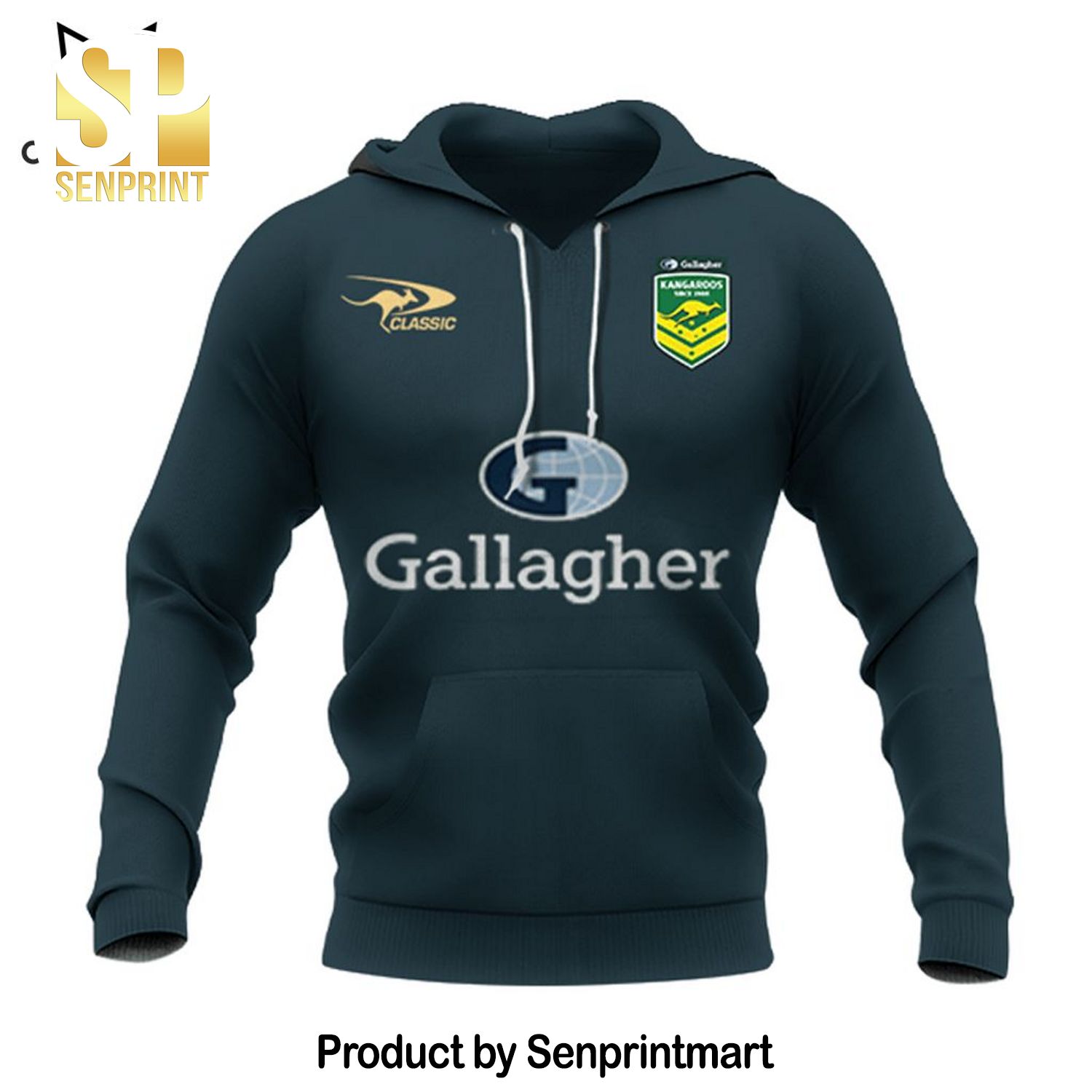 Australian Kangaroos Pacific Gallagher Black Blue Design Full Print Shirt
