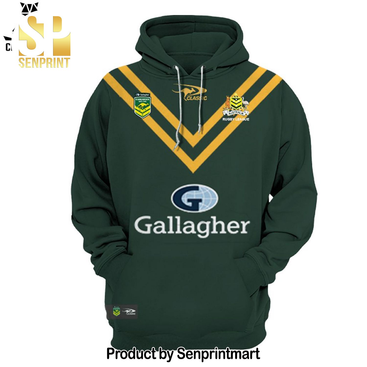 Australian Kangaroos Since 1908 Pacific Rugby League Championships Green Design Full Printing Shirt