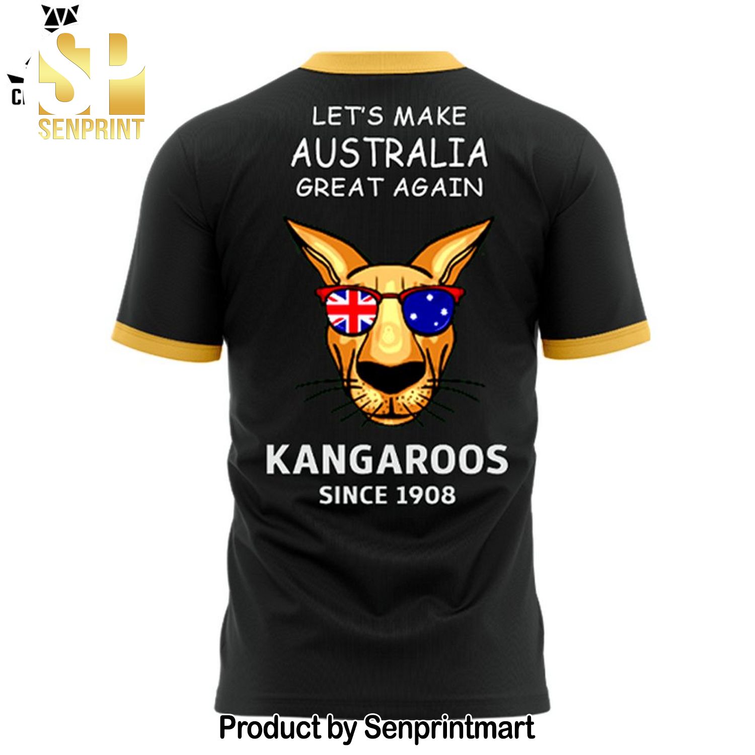 Australian Kangaroos Since 1908 Pacific Rugby League Championships Logo Black Full Printing 3D Shirt