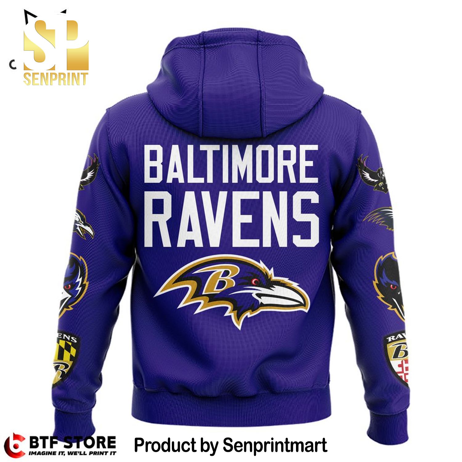 Baltimore Ravens Collection Mascot Blue Design All Over Printed Shirt