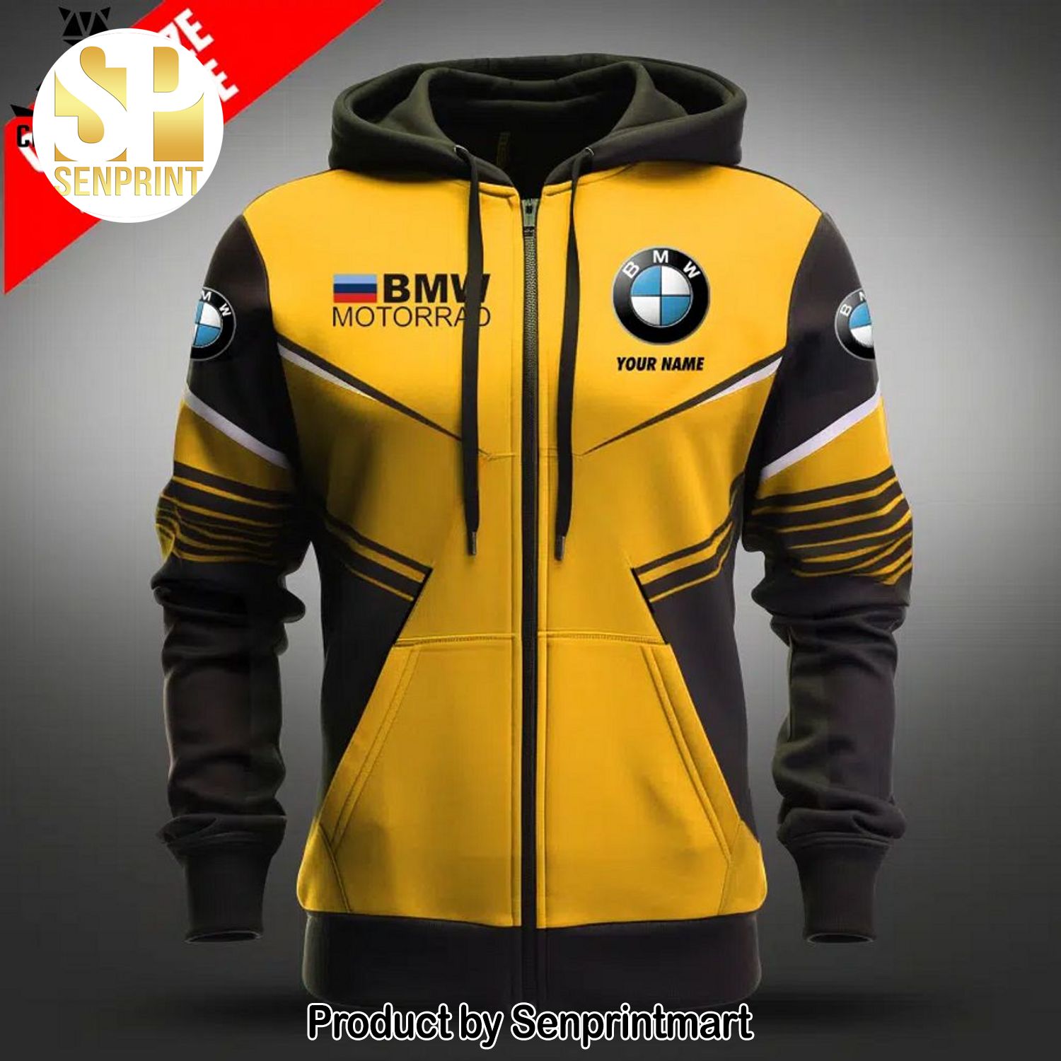 BMW Motorrad Yellow Black Logo Design All Over Print Shirt