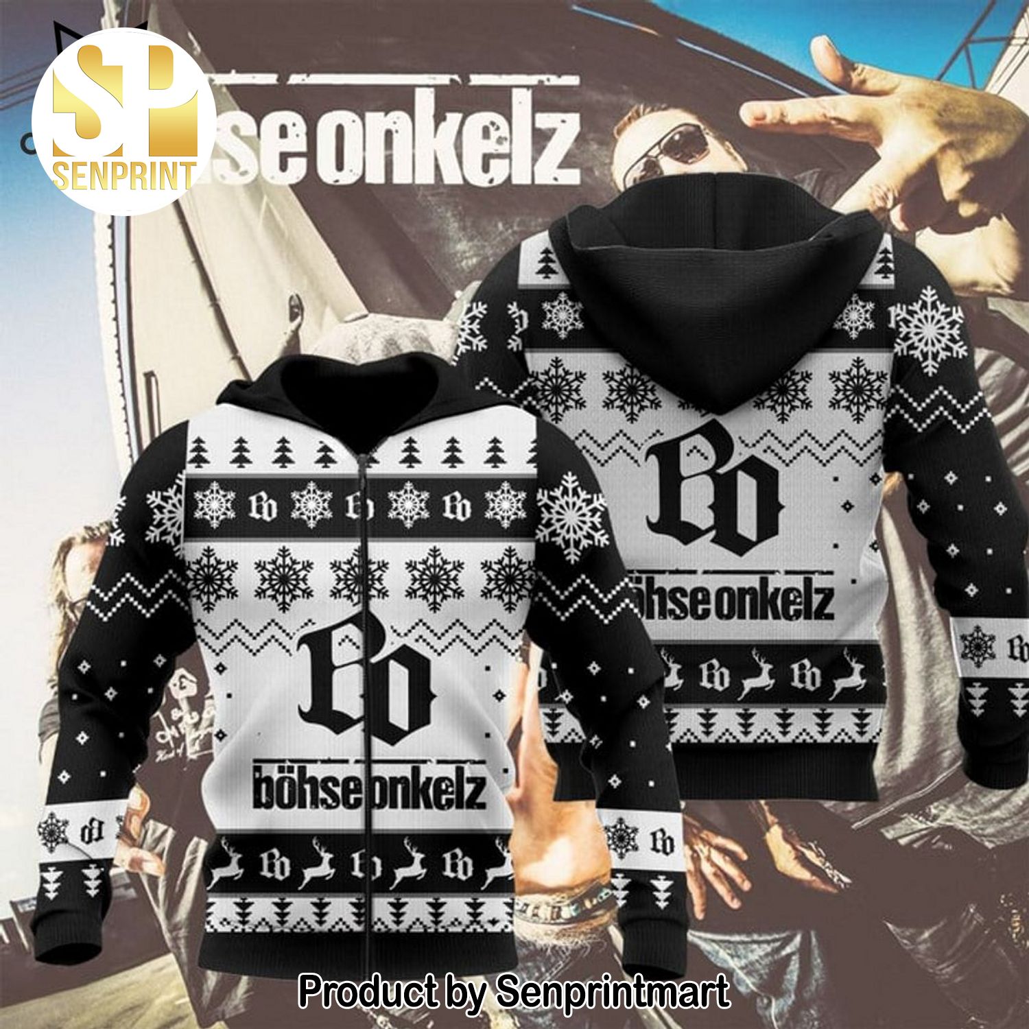 Bohseonkelz Christmas White Black Design 3D Shirt