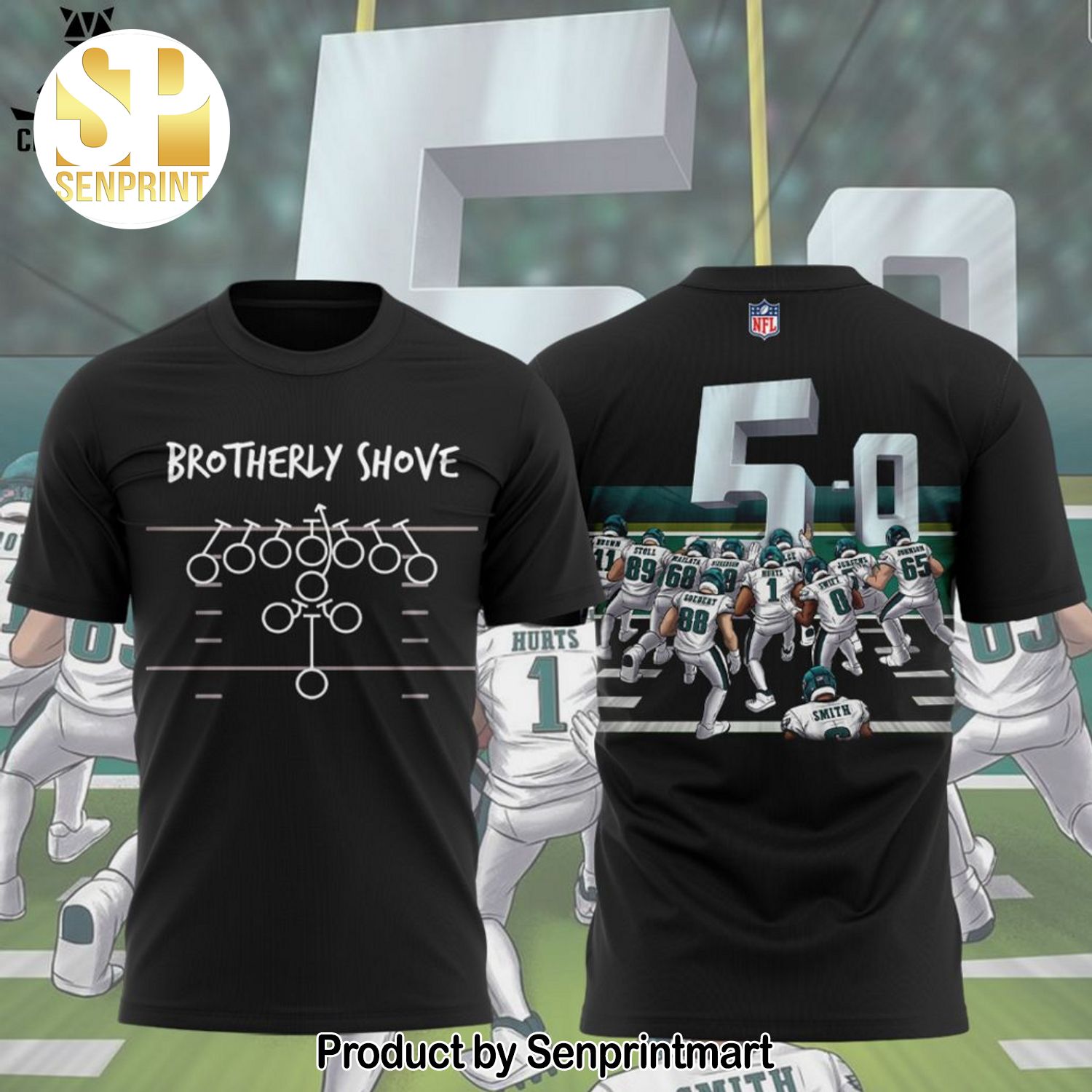 Brotherly Shove Goal 5-0 NFL Black 3D Full Printing Shirt