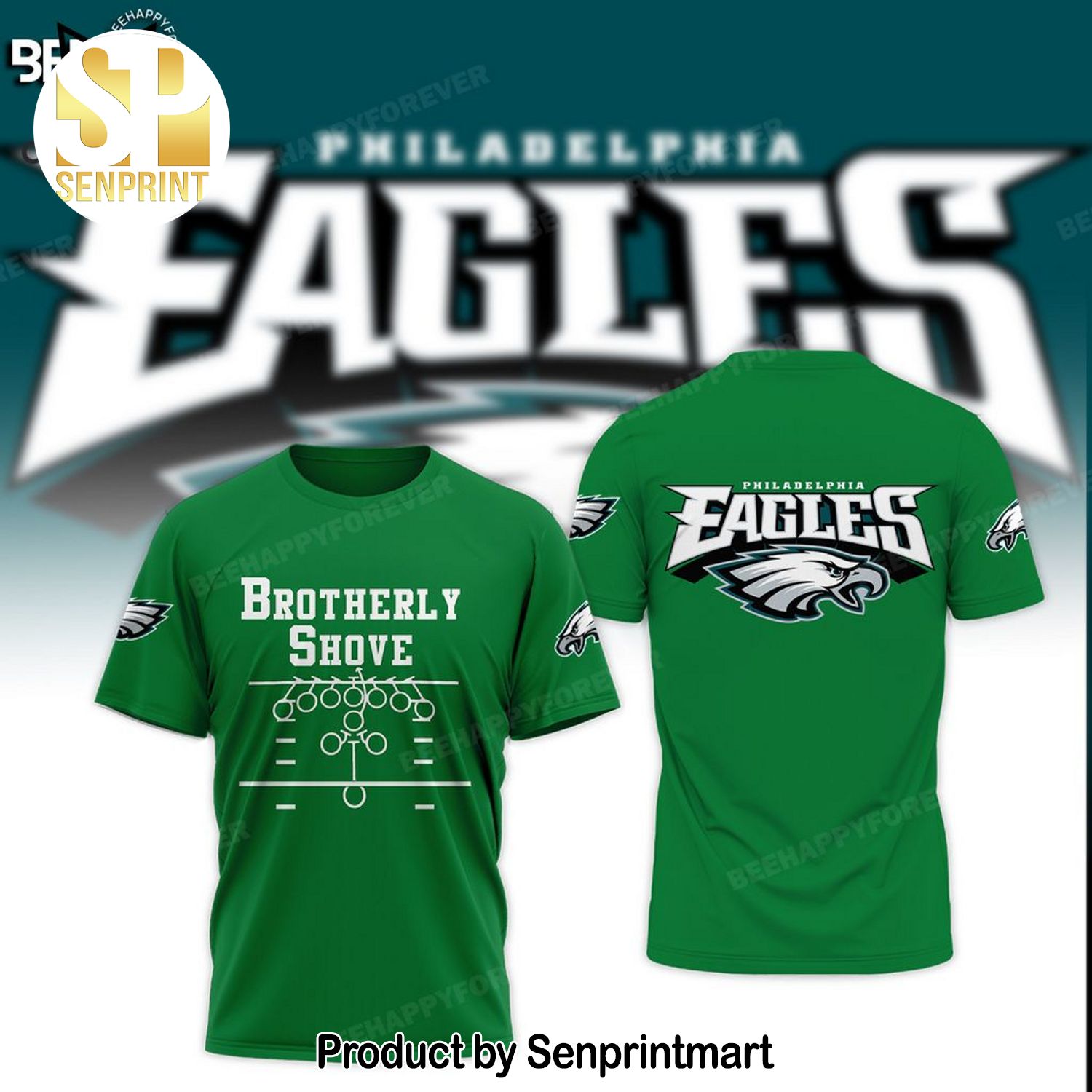 Brotherly Shove Philadelphia Eagles Mascot Design Full Printed Shirt