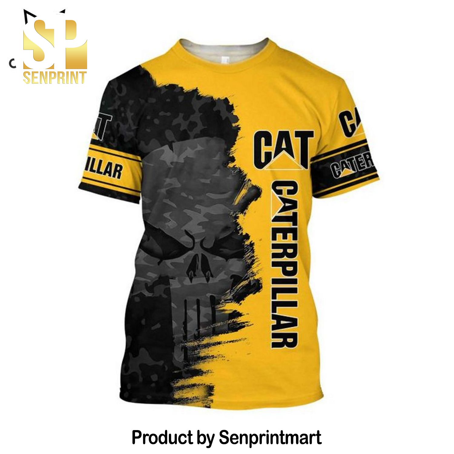 Caterphillar Black Yellow Design Full Printed Shirt