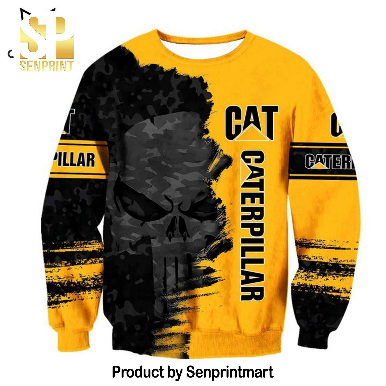Caterphillar Black Yellow Design Full Printed Shirt