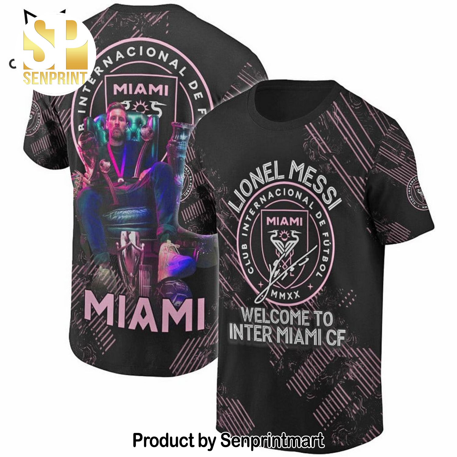 Club International De Futbol Welcome To Inter Miami CF Black Full Printed 3D Shirt