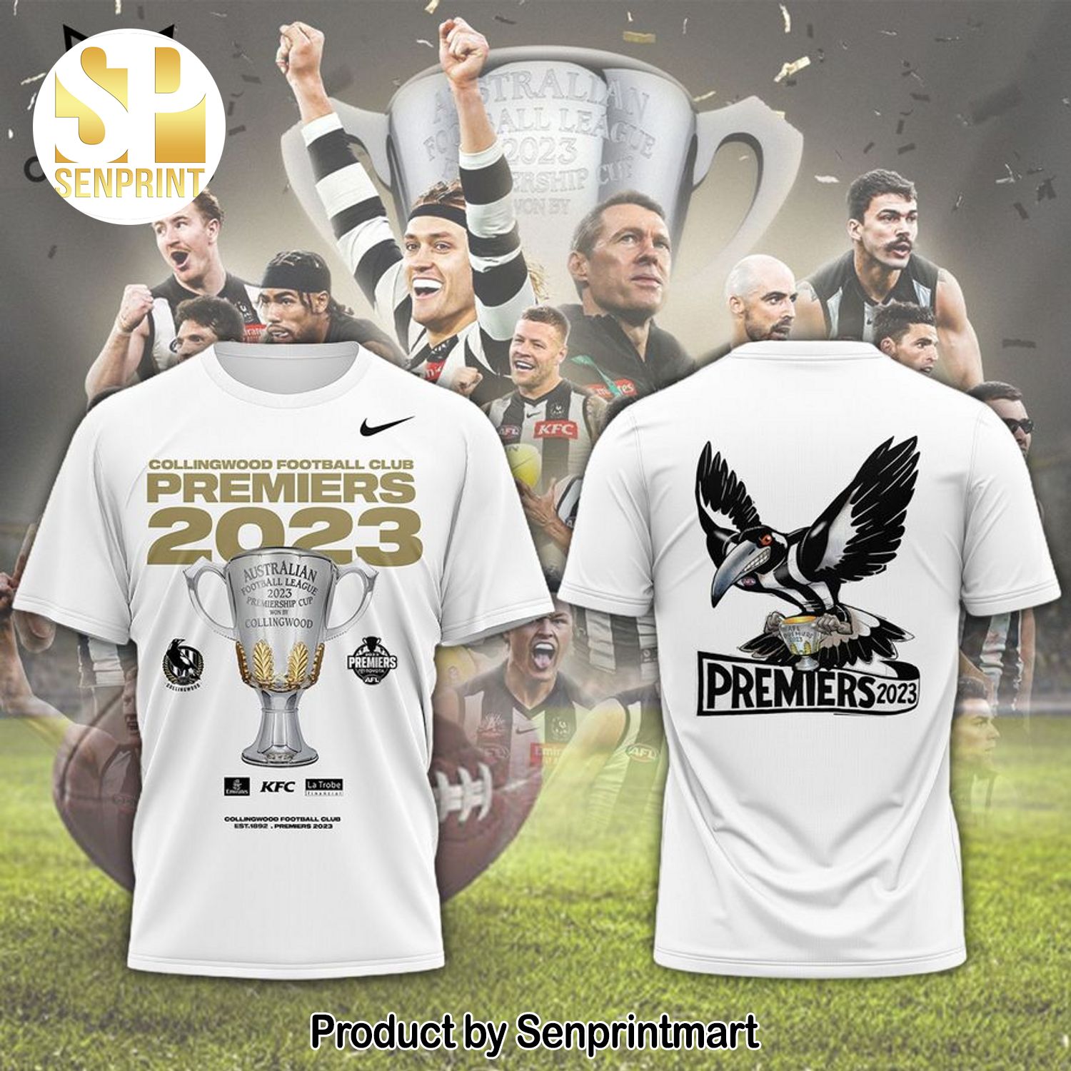 Collingwood Football Club Premiers 2023 KFC 3D Full Printed Shirt