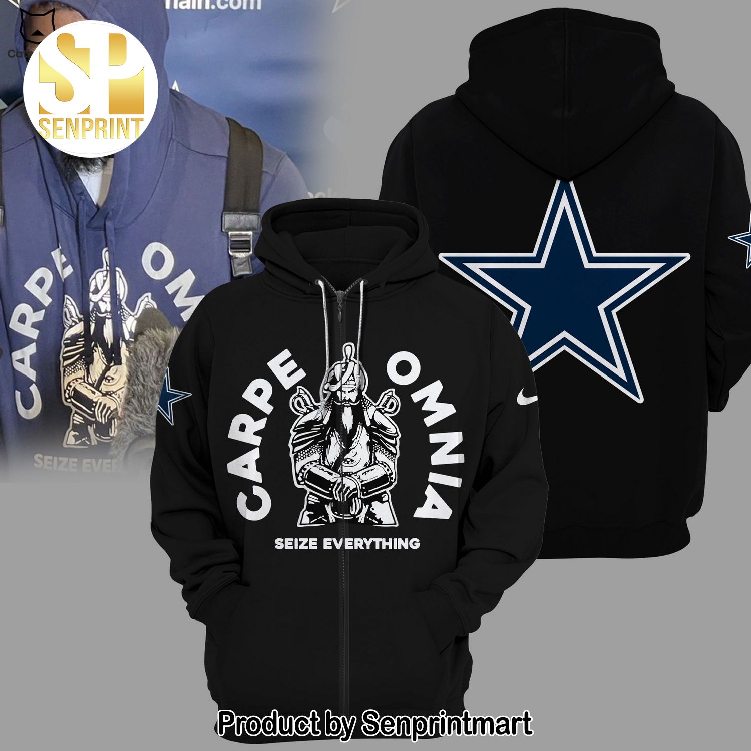 Dallas Cowboys Carpe Omnia Seize Everything Black All Over Print Shirt