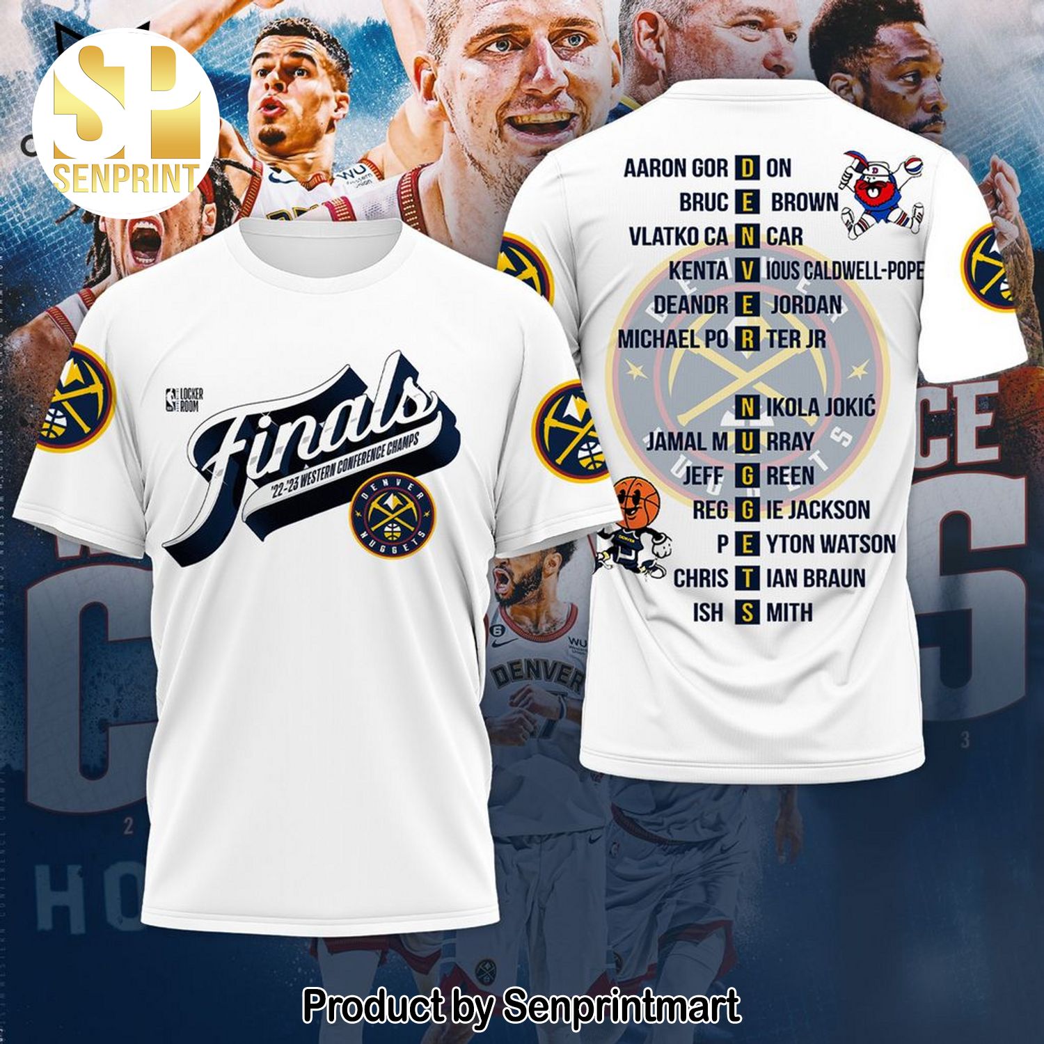 Denver Nuggets Western Conference Player List Design Full Print Shirt